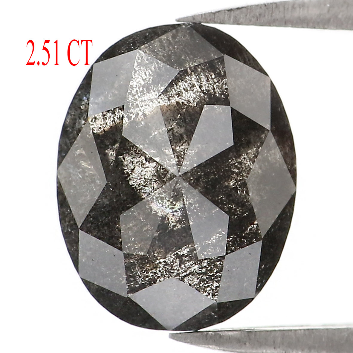 2.51 CT Natural Loose Oval Shape Diamond Salt And Pepper Oval Rose Cut Diamond 9.50 MM Black Grey Color Oval Shape Rose Cut Diamond QL1367