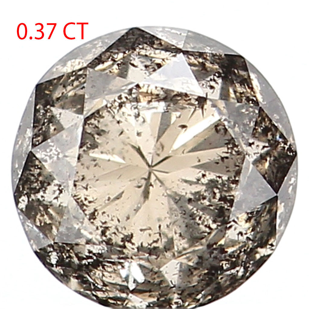 0.37 Ct Natural Loose Diamond, Round Brilliant Cut, Salt Pepper Diamond, Black Diamond, Gray Diamond, Rustic Diamond L5065