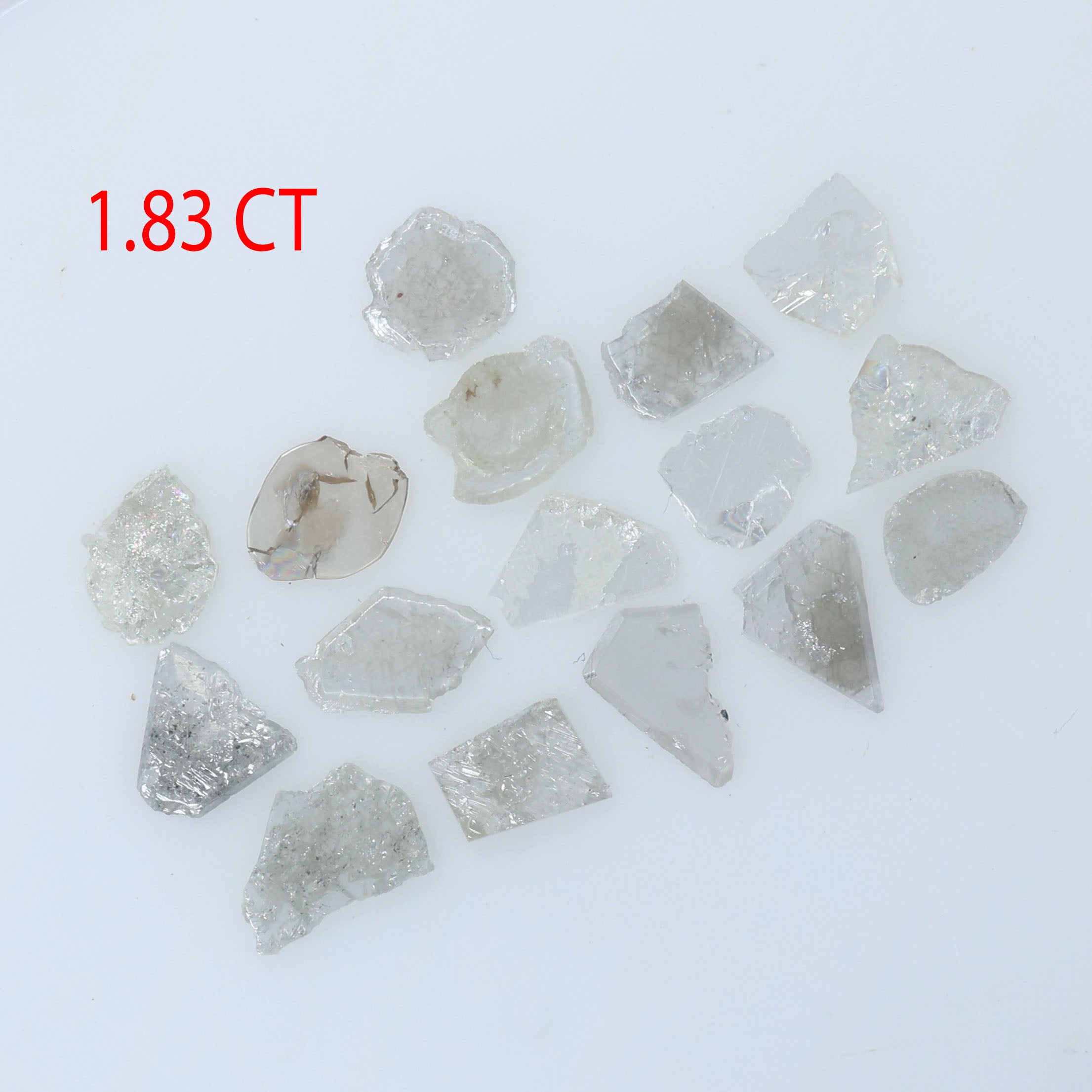 1.83 Ct Natural Loose Diamond Slice Grey Color I3 Clarity 16 Pcs KR2160