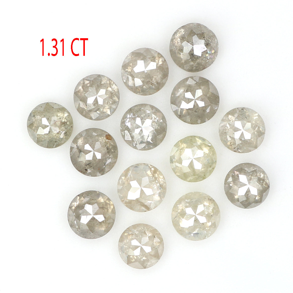 Natural Loose Rose Cut Salt And Pepper Diamond Grey Color 1.31 CT 2.50 MM Rose Cut Shape Diamond L1572