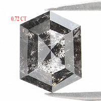Natural Loose Hexagon Salt And Pepper Diamond Black Grey Color 0.72 CT 6.20 MM Hexagon Shape Rose Cut Diamond KDL1236