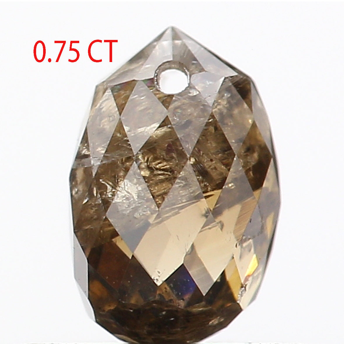 0.75 Ct Natural Loose Briolette Shape Diamond Brown Color Drop Diamond 5.75 MM Natural Loose Brown Color Briolette Rose Cut Diamond LQ9834