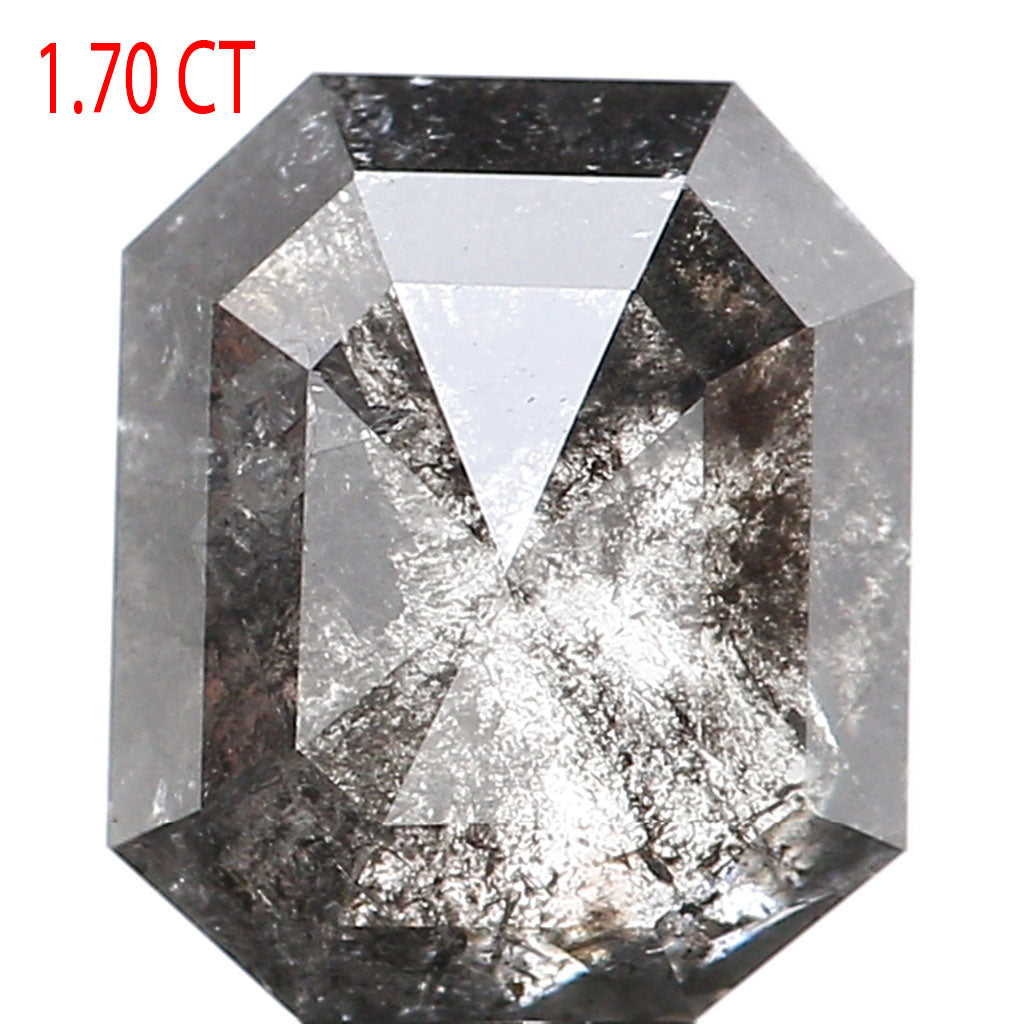 1.70 CT Natural Loose Emerald Cut Diamond Salt And Pepper Emerald Diamond 7.20 MM Natural Loose Black Grey Color Emerald Cut Diamond QL187