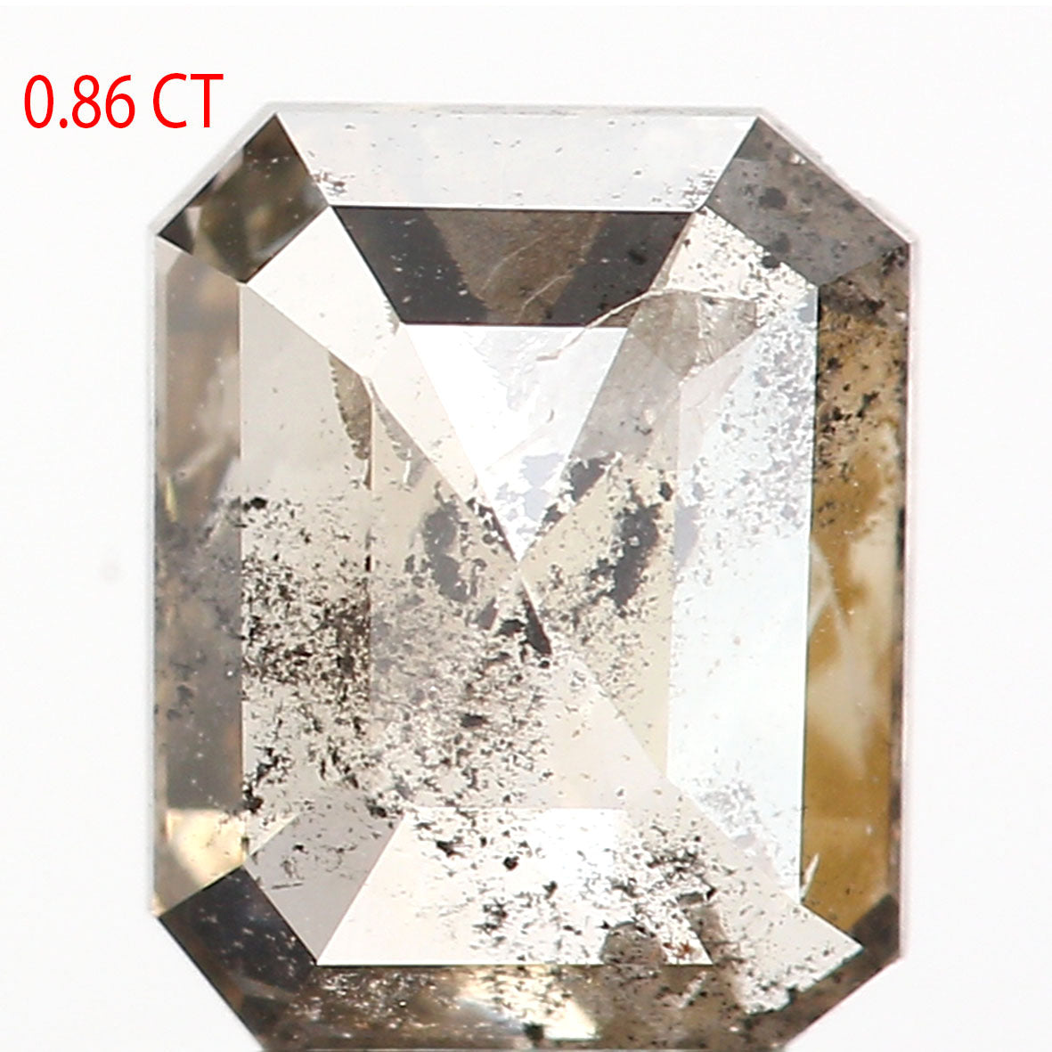 0.86 CT Natural Loose Emerald Shape Diamond Salt And Pepper Emerald Shape Diamond 6.10 MM Black Grey Color Emerald Rose Cut Diamond QL9563