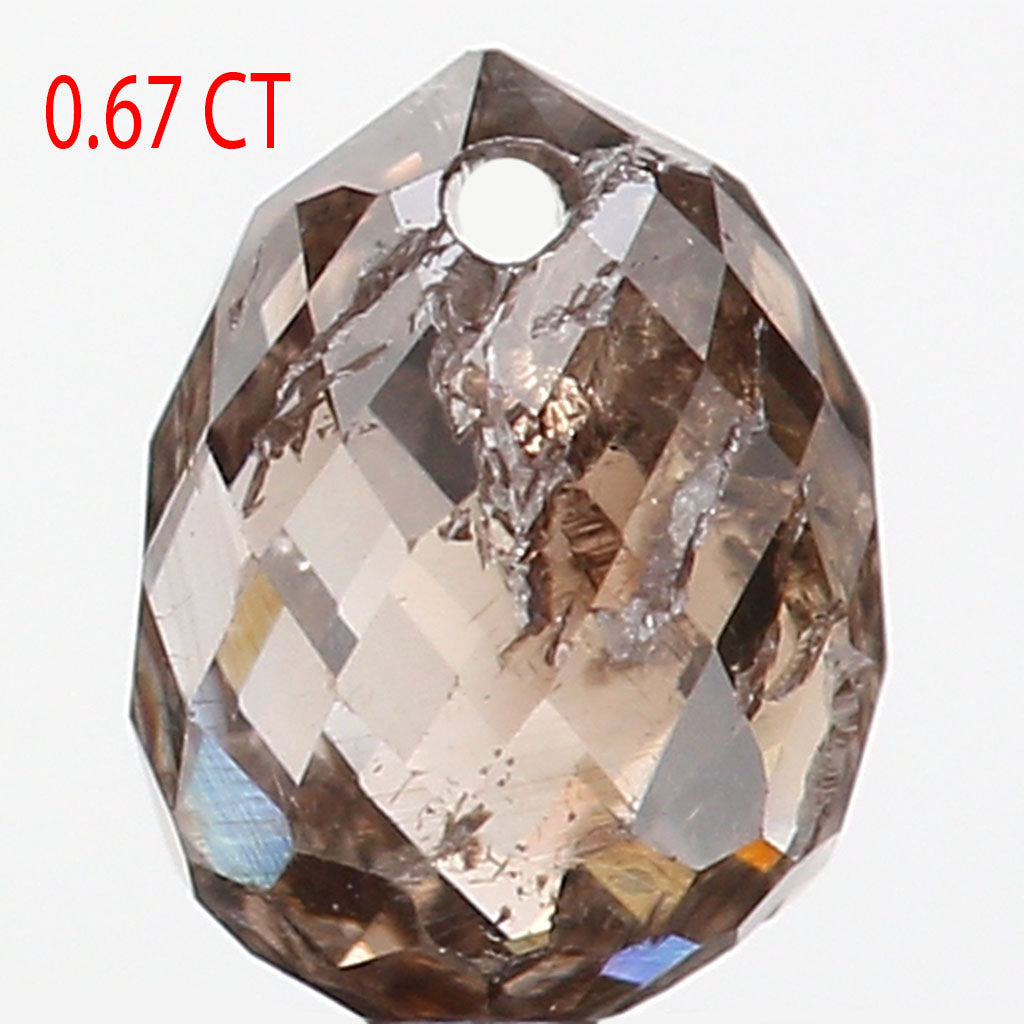 0.67 Ct Natural Loose Briolette Shape Diamond Brown Color Drop Diamond 5.05 MM Natural Loose Brown Color Briolette Rose Cut Diamond LQ9832