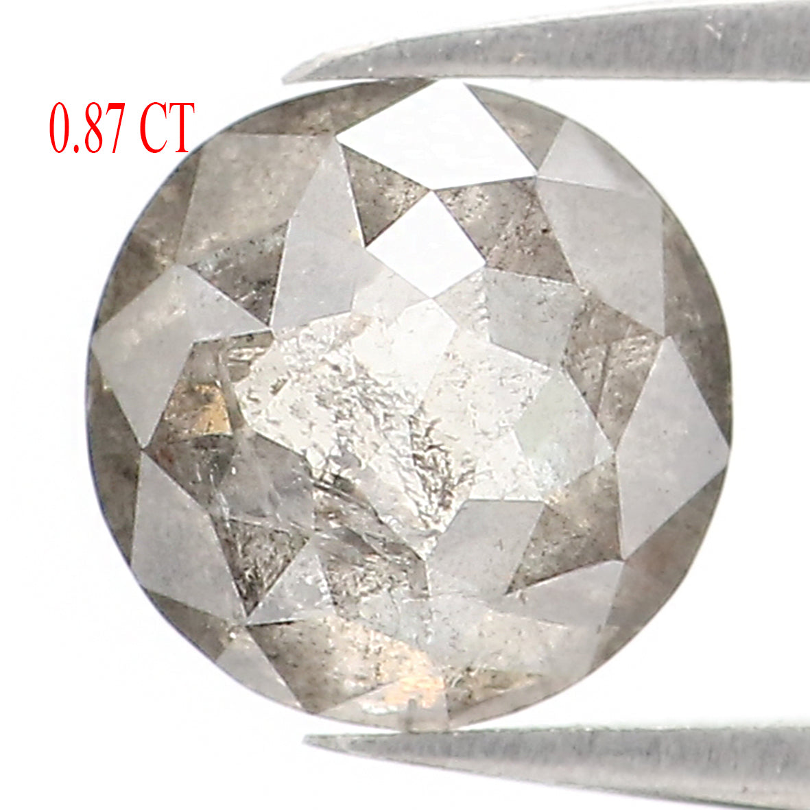 Natural Loose Round Rose Cut Salt And Pepper Diamond Black Grey Color 0.87 CT 5.80 MM Rose Cut Shape Diamond L1197