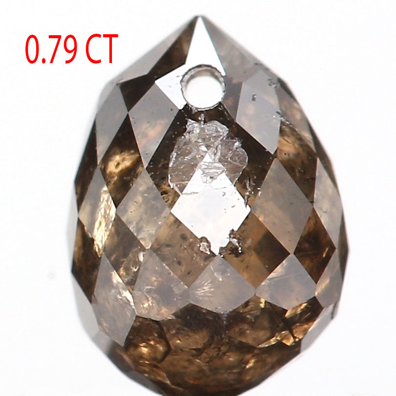 0.79 Ct Natural Loose Briolette Shape Diamond Brown Color Drop Diamond 5.55 MM Natural Loose Brown Color Briolette Rose Cut Diamond LQ9824