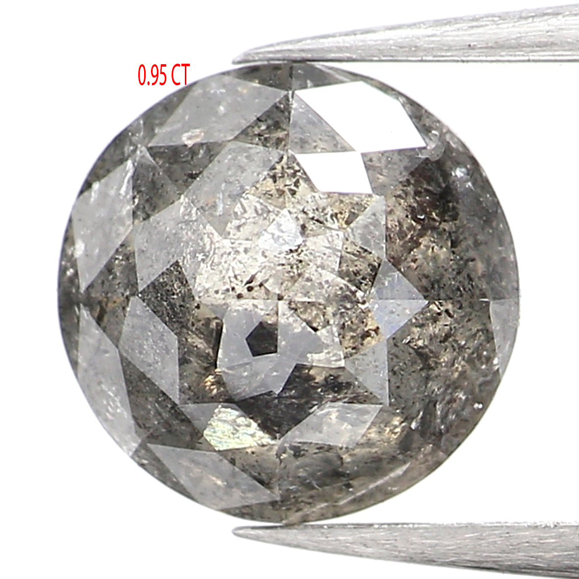 Natural Loose Rose Cut Salt And Pepper Diamond Black Grey Color 0.95 CT 6.30 MM Rose Cut Shape Diamond L966