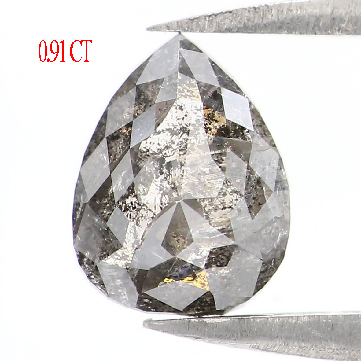 0.91 CT Natural Loose Pear Shape Diamond Salt And Pepper Pear Rose Cut Diamond 7.20 MM Natural Black Grey Color Pear Shape Diamond QL1665