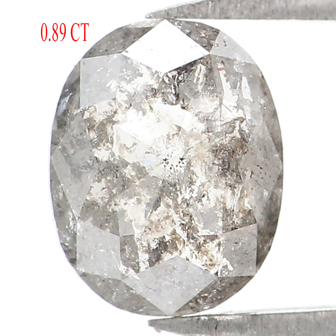 0.89 CT Natural Loose Oval Shape Diamond Salt And Pepper Oval Diamond 6.90 MM Natural Diamond Black Grey Color Oval Rose Cut Diamond QL1445