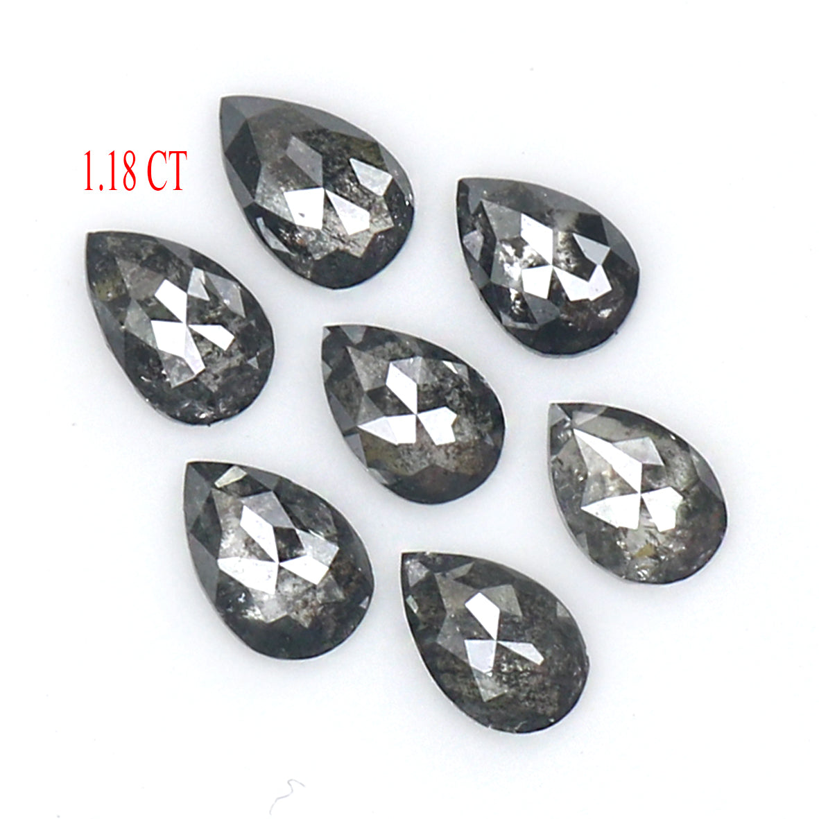 1.18 CT Natural Loose Pear Shape Diamond Salt And Pepper Pear Cut Diamond 4.30 MM Natural Black Grey Diamond Pear Rose Cut Diamond LQ1839