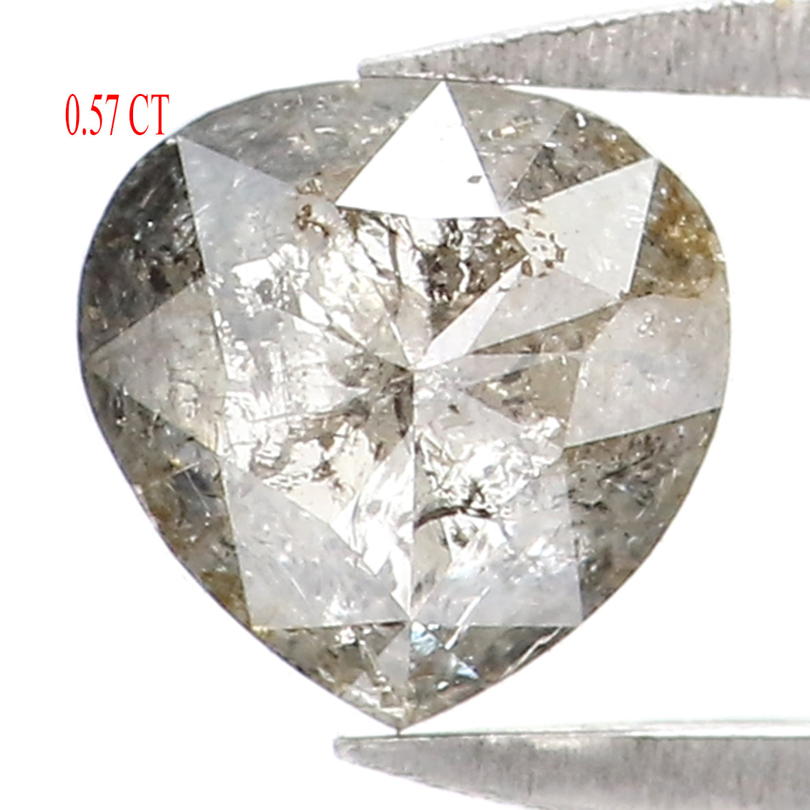 0.57 CT Natural Loose Heart Shape Diamond Salt And Pepper Heart Rose Cut Diamond 5.20 MM Grey Color Heart Shape Rose Cut Diamond LQ7063