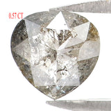 Natural Loose Heart Salt And Pepper Diamond Grey Color 0.57 CT 5.20 MM Heart Shape Rose Cut Diamond L7063