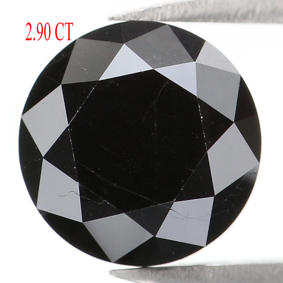 Natural Loose Round Shape Black Color Diamond 2.90 CT 7.80 MM Round Brilliant Cut Diamond L1854