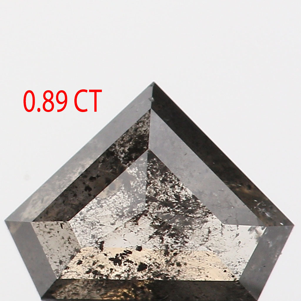 0.89 Ct Natural Loose Shield Shape Diamond Salt And Pepper Shield Cut Diamond 5.75 MM Black Gray Color Shield Shape Rose Cut Diamond QL9565