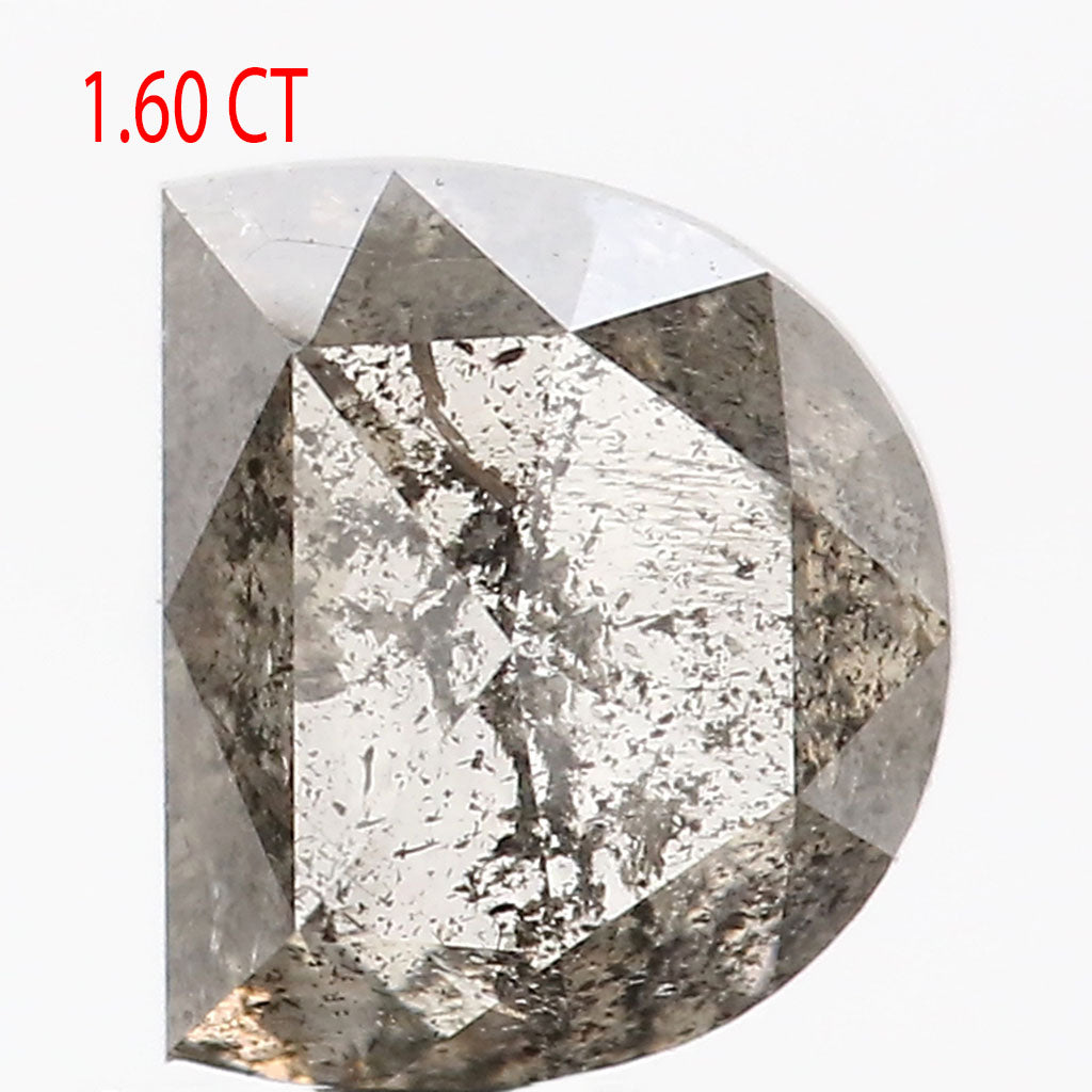 1.60 CT Natural Loose Half Moon Diamond Black Grey Color Diamond 7.20 MM Natural Loose Diamond Salt And Pepper Half Moon Cut Diamond QL9196