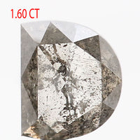 1.60 CT Natural Loose Diamond Half Moon Black Grey Salt And Pepper Color 7.19 MM KDL9196