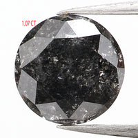 Natural Loose Round Salt And Pepper Diamond Black Grey Color 1.07 CT 6.20 MM Round Brilliant Cut Diamond L958