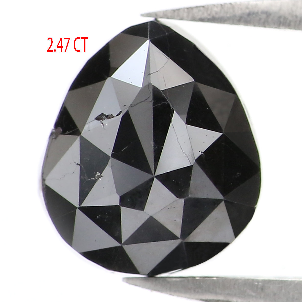 Natural Loose Pear Diamond Black Color 2.47 CT 8.90 MM Pear Shape Rose Cut Diamond L1605