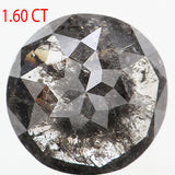 1.60 Ct Natural Loose  Round Rose Cut Diamond Black Gray Color Diamond 8.05 MM Natural Loose Salt and Pepper Diamond Rose Cut Diamond LQ519
