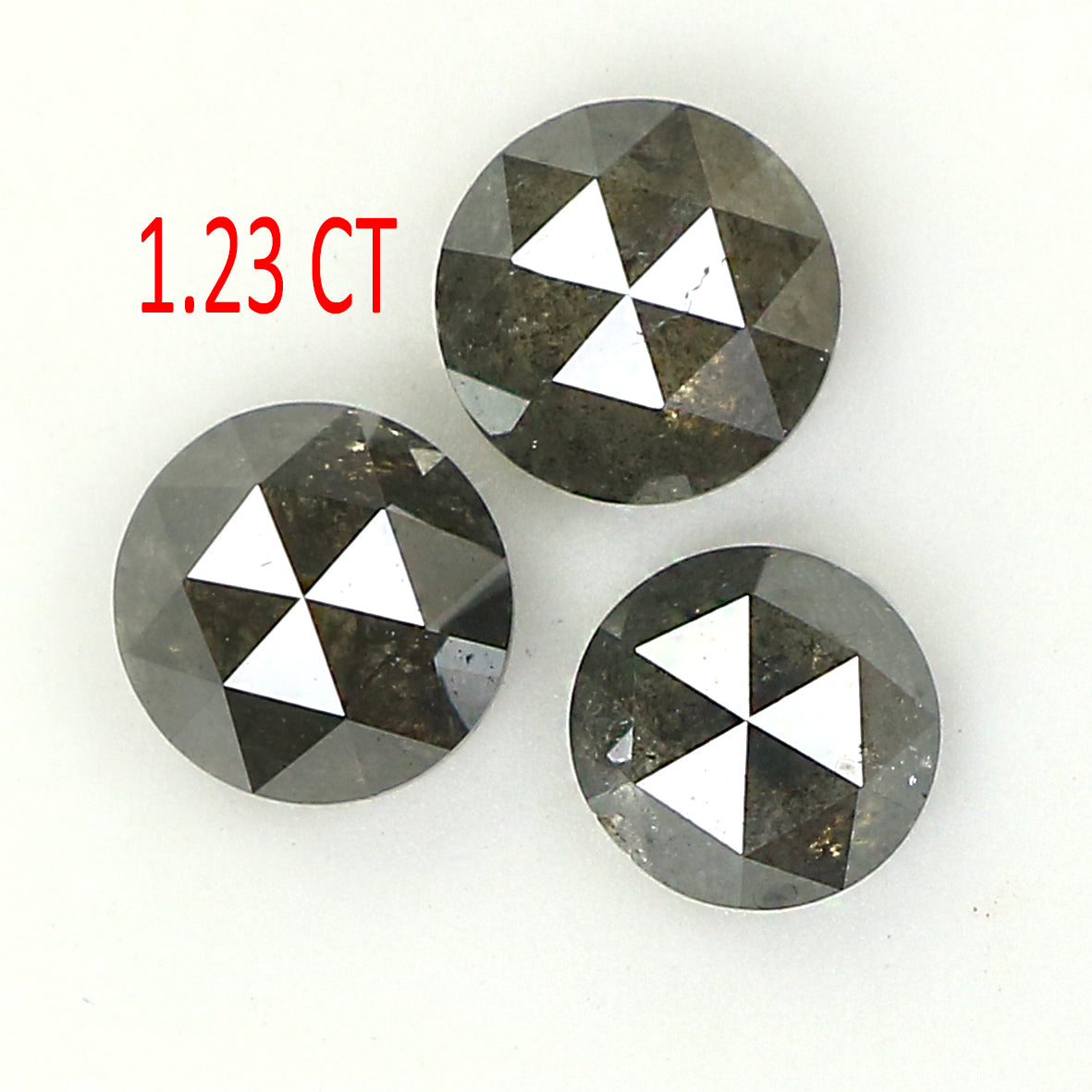 Natural Loose Rose Cut Salt And Pepper Diamond Black Grey Color 1.23 CT 4.10 MM Rose Cut Shape Diamond L1136