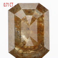 0.71 Ct Natural Loose Diamond, Emerald Cut Diamond, Green Diamond, Brown Diamond, Rustic Diamond, Fancy Shape Diamond, Real Diamond KDL496