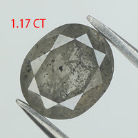 1.17 Ct Natural Loose Diamond Oval Grey Salt And Pepper Color I3 Clarity 6.70 MM KDL8693