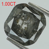 1.00 Ct Natural Loose Diamond Cushion Grey Salt And Pepper Color I3 Clarity 5.30 MM KDL8318