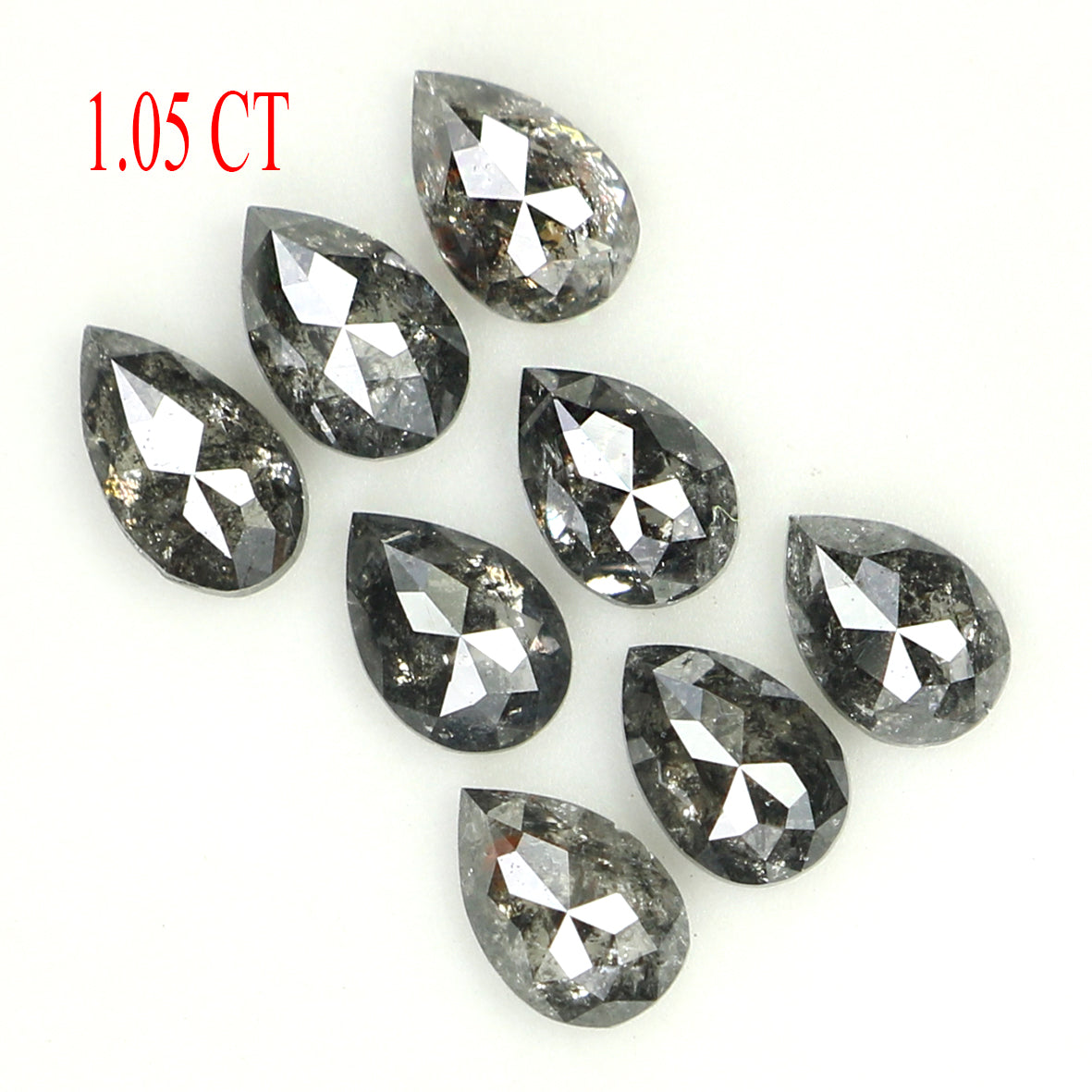 Natural Loose Pear Salt And Pepper Diamond Black Grey Color 1.05 CT 3.80 MM Pear Shape Rose Cut Diamond KDK2404