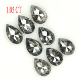 Natural Loose Pear Salt And Pepper Diamond Black Grey Color 1.05 CT 3.80 MM Pear Shape Rose Cut Diamond KDK2404