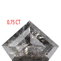 0.75 Ct Natural Loose Diamond, Salt And Pepper Diamond, Shield Cut Diamond, Black Gray Color Diamond, Rose Cut Real Rustic Diamond KDL9852
