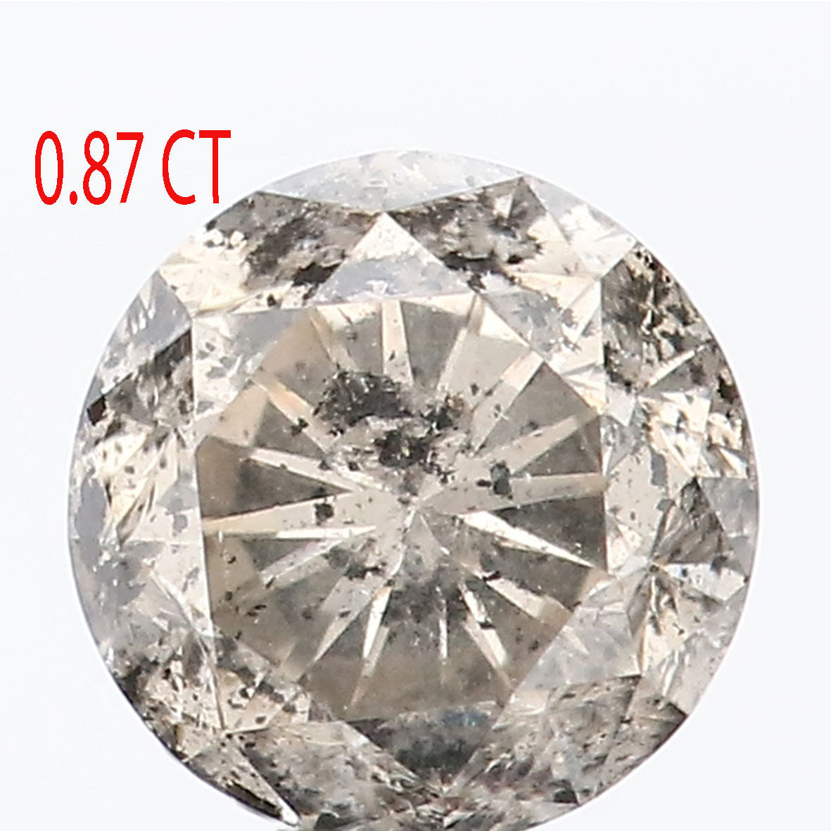 0.87 Ct Natural Loose Diamond Round Brown Salt And Pepper Color 5.76 MM L9364