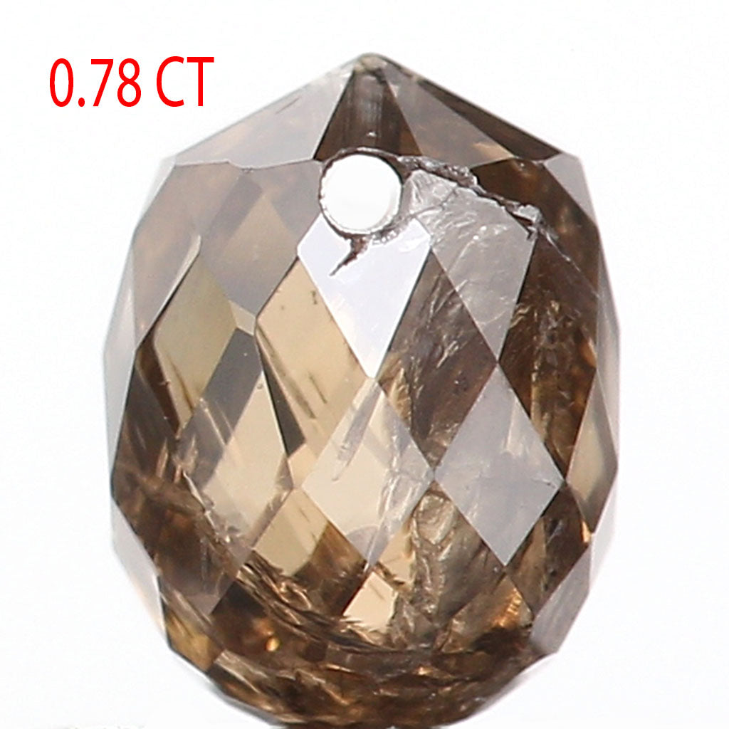 0.78 Ct Natural Loose Briolette Shape Diamond Brown Color Drop Diamond 5.30 MM Natural Loose Brown Color Briolette Rose Cut Diamond LQ9838