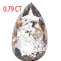 0.79 Ct Natural Loose Diamond, Salt And Pepper Diamond, Pear Cut Diamond, Black Grey Color Diamond, Rose Cut Real Rustic Diamond KDL9511