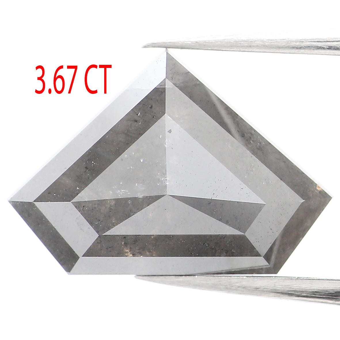 3.67 Ct Natural Loose Shield Shape Diamond Salt And Pepper Shield Shape Diamond 8.90 MM Natural Gray Color Shield Rose Cut Diamond QL982