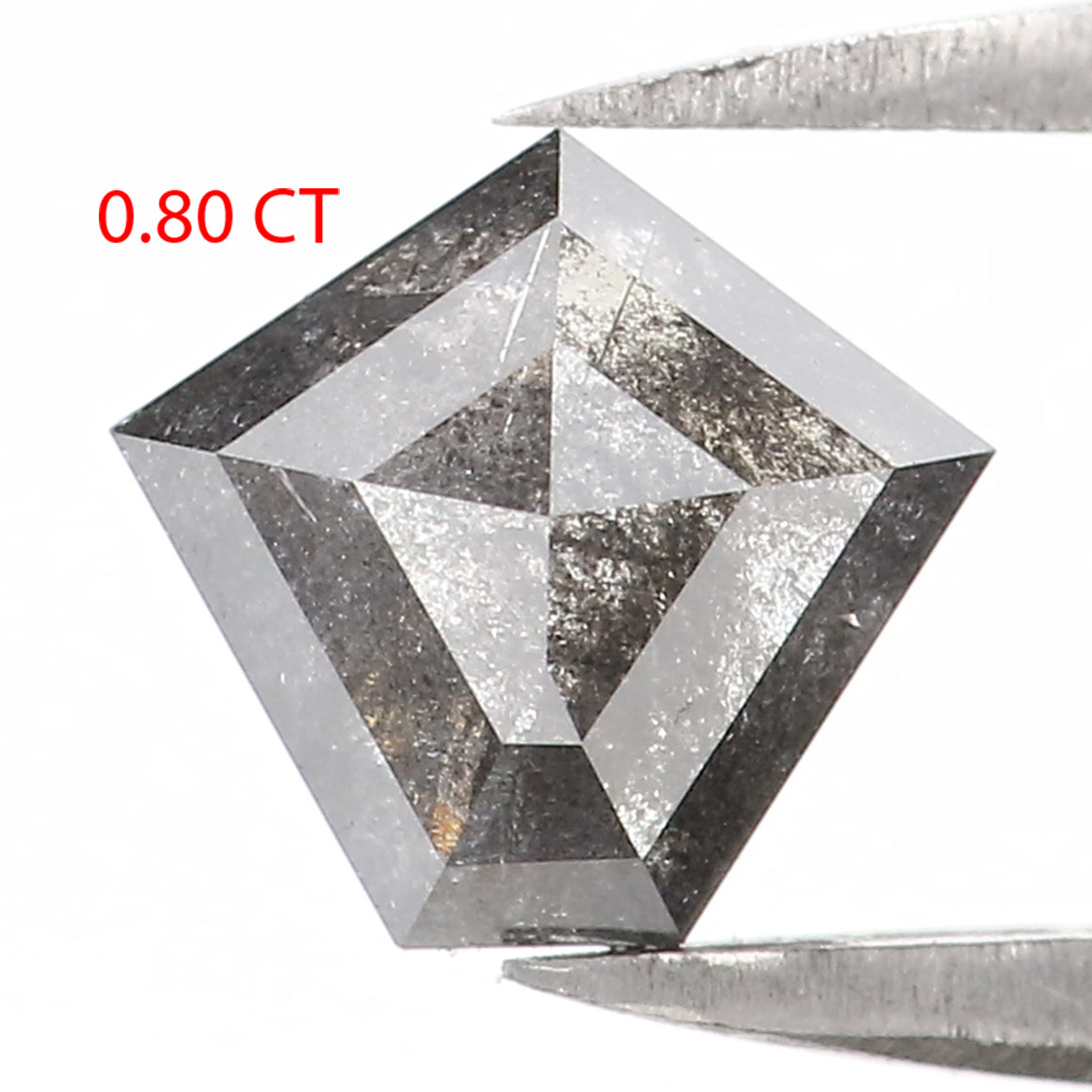 0.80 Ct Natural Loose Pentagon Shape Diamond Salt And Pepper Pentagon Cut Diamond 6.40 MM Black Gray Color Pentagon Rose Cut Diamond LQ1300