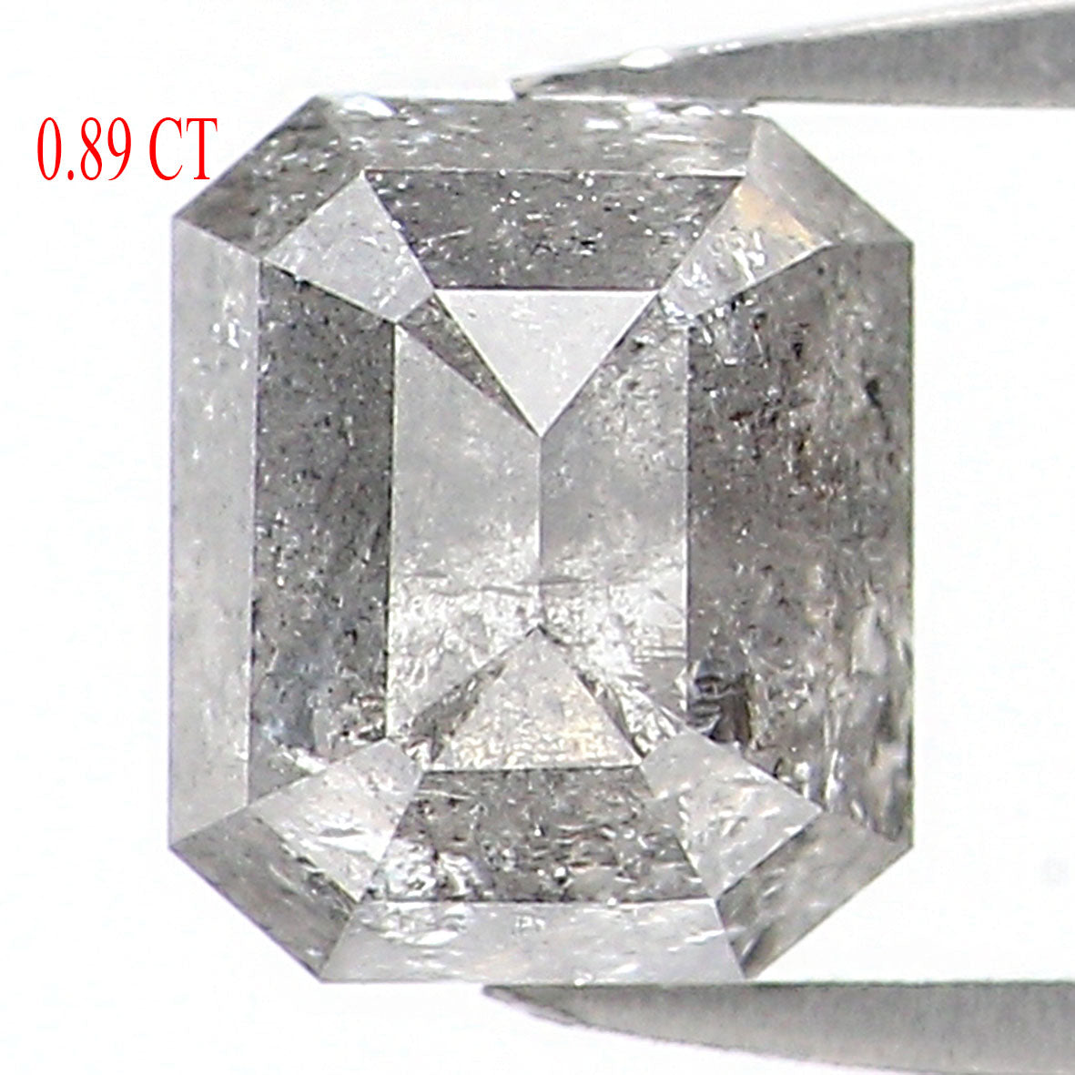 Natural Loose Emerald Salt And Pepper Diamond Black Grey Color 0.89 CT 5.50 MM Emerald Shape Rose Cut Diamond L1220