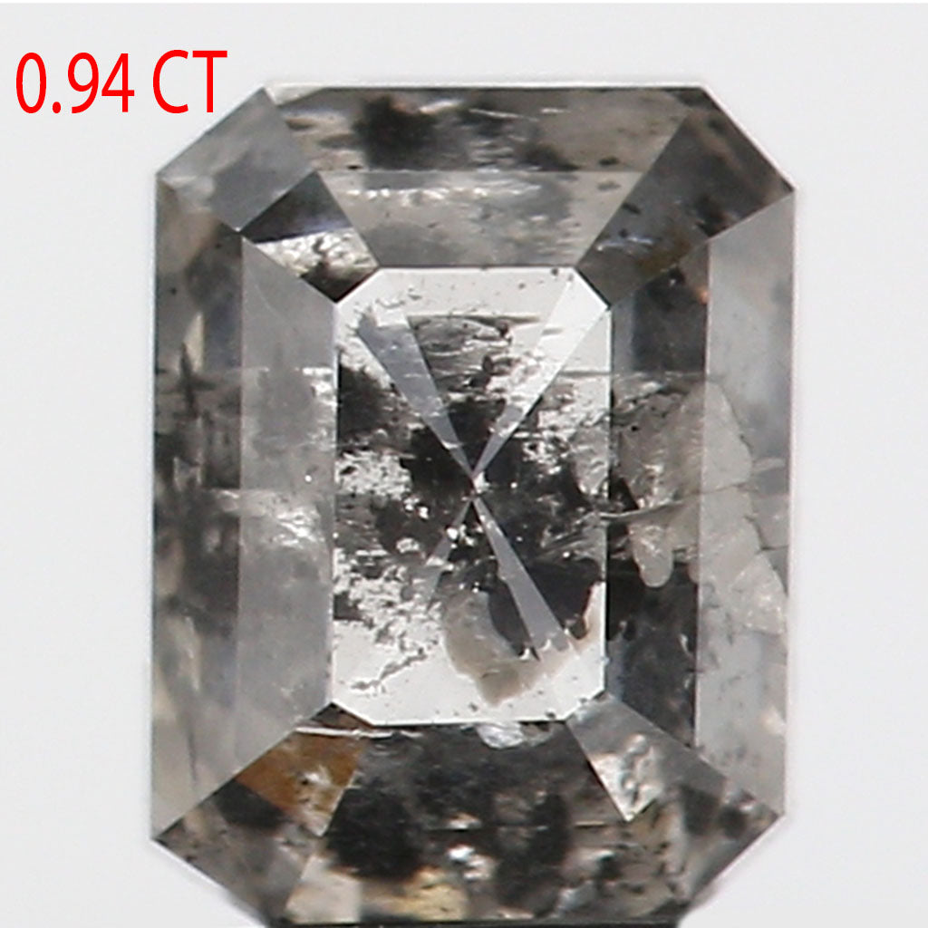 0.94 CT Natural Loose Emerald Shape Diamond Salt And Pepper Emerald Cut Diamond 5.90 MM Natural Black Grey Emerald Rose Cut Diamond QL9559