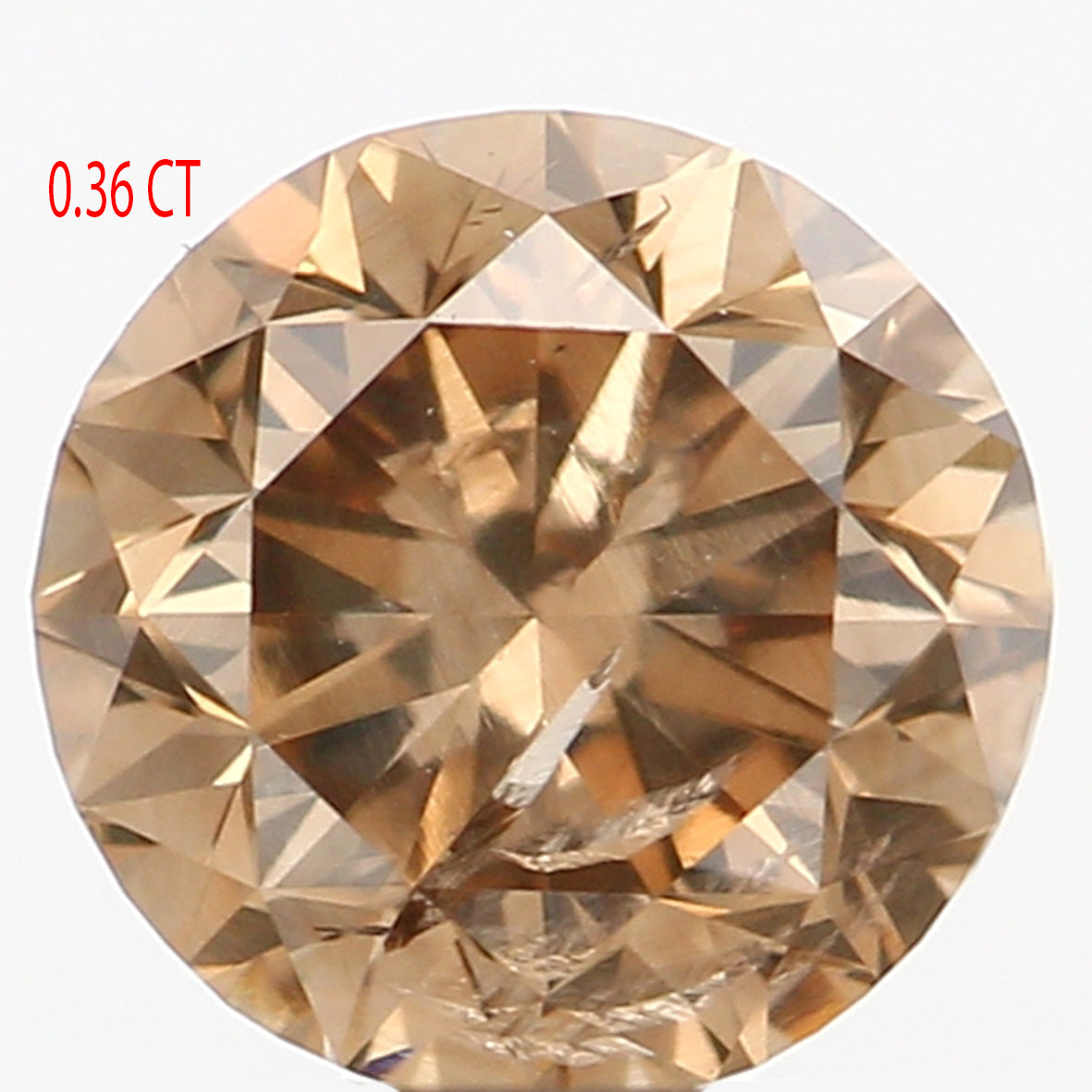 0.36 Ct Natural Loose Diamond, Brown Diamond, Round Diamond, Round Brilliant Cut Diamond, Sparkling Diamond, Rustic Diamond L484