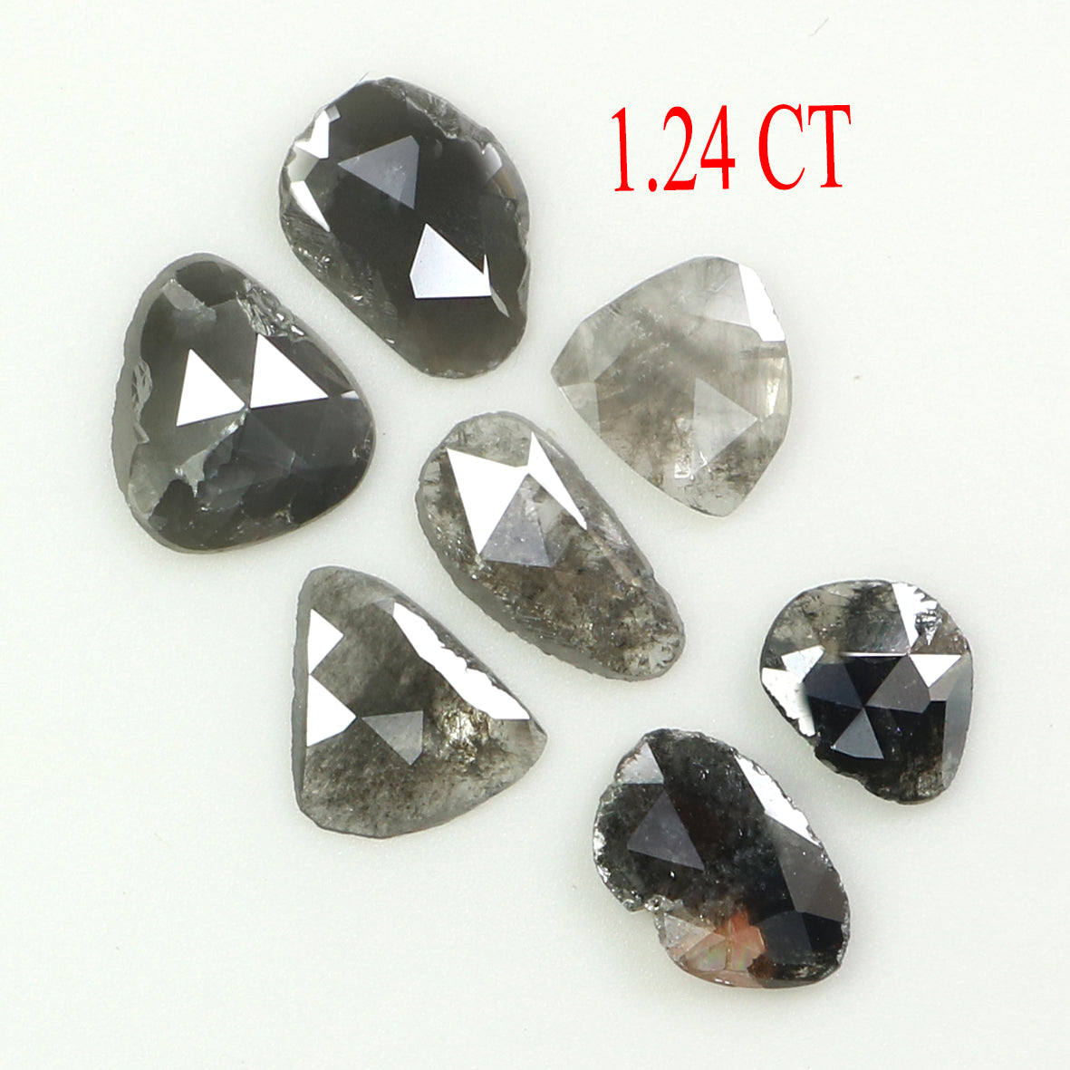 1.24 Ct Natural Loose Slice Shape Diamond Salt And Pepper Slice Diamond 4.20 MM Natural Black Grey Color Slice Irregular Cut Diamond LQ1441