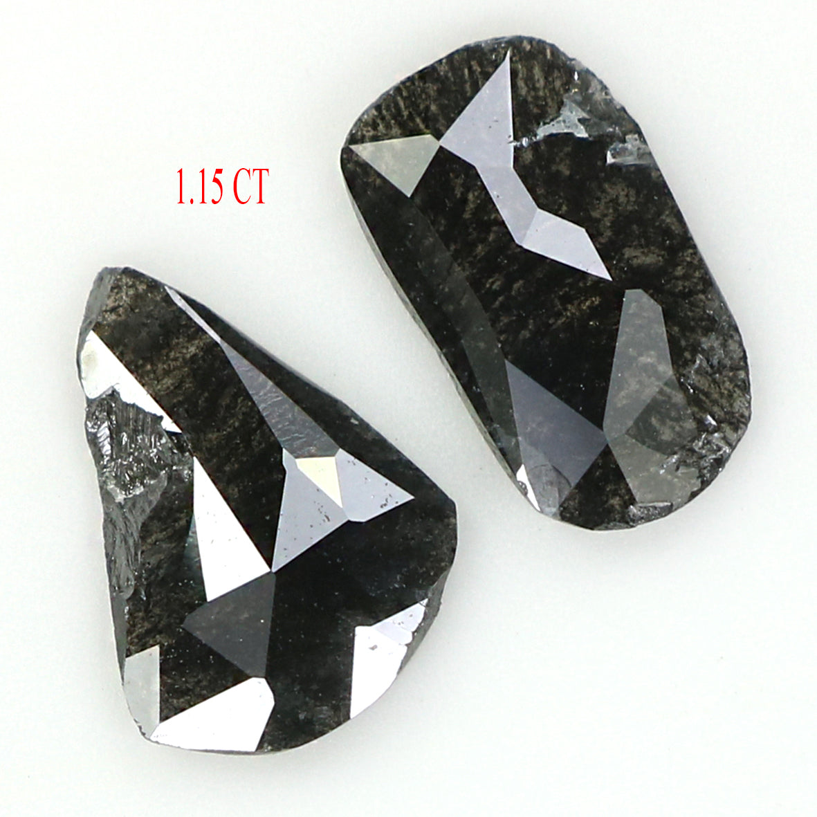 1.15 Ct Natural Loose Slice Shape Diamond Salt And Pepper Slice Diamond 7.65 MM Natural Black Grey Color Slice Irregular Cut Diamond LQ1437