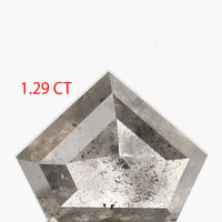 1.29 Ct Natural Loose Diamond Shield Gray Salt And Pepper Color I3 Clarity 6.00 MM KDK2172