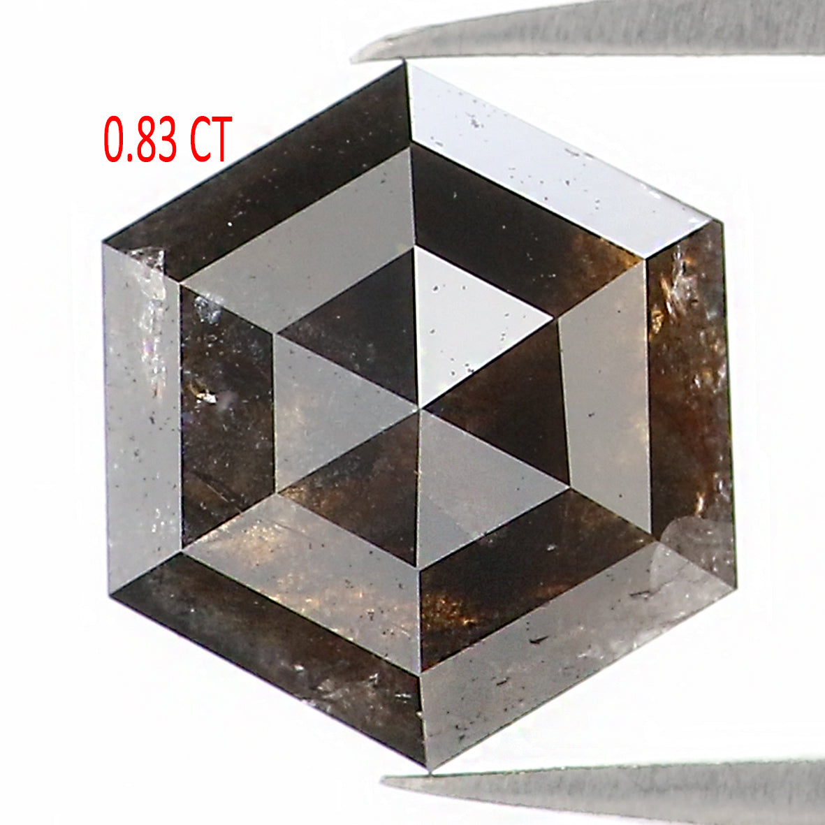 0.83 CT Natural Loose Hexagon Shape Diamond Salt And Pepper Hexagon Cut Diamond 6.70 MM Natural Black Grey Color Hexagon Cut Diamond KQ2396