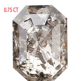 0.75 CT Emerald Cut Diamond, Salt And Pepper Diamond, Natural Loose Diamond, Black Diamond, Grey Diamond, Antique Rose Cut Diamond KDL9987