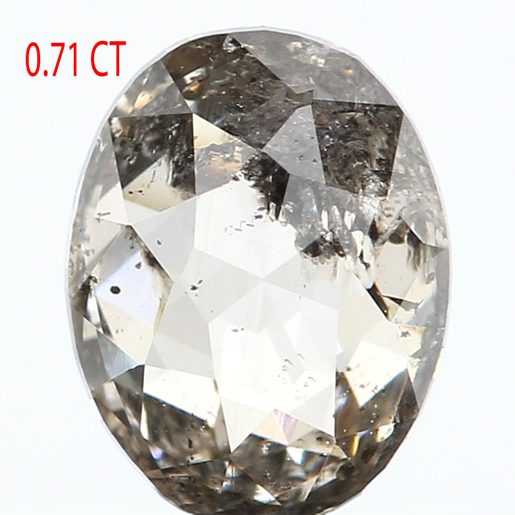 0.71 CT Natural Loose Oval Shape Diamond Salt And Pepper Oval Diamond 6.30 MM Natural Loose Black Grey Diamond Oval Rose Cut Diamond QL339