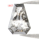 Natural Loose Coffin Salt And Pepper Diamond Black Grey Color 1.08 CT 7.75 MM Coffin Shape Rose Cut Diamond KDL1425