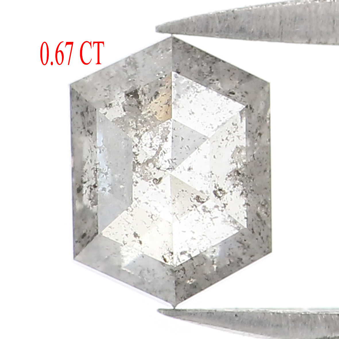 Natural Loose Hexagon Salt And Pepper Diamond Black Grey Color 0.67 CT 6.05 MM Hexagon Shape Rose Cut Diamond L1456