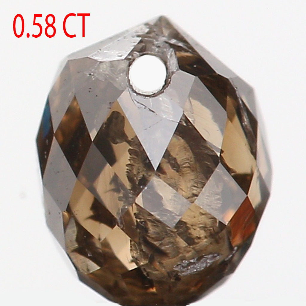 0.58 Ct Natural Loose Briolette Shape Diamond Brown Color Drop Diamond 4.70 MM Natural Loose Brown Color Briolette Rose Cut Diamond LQ9827