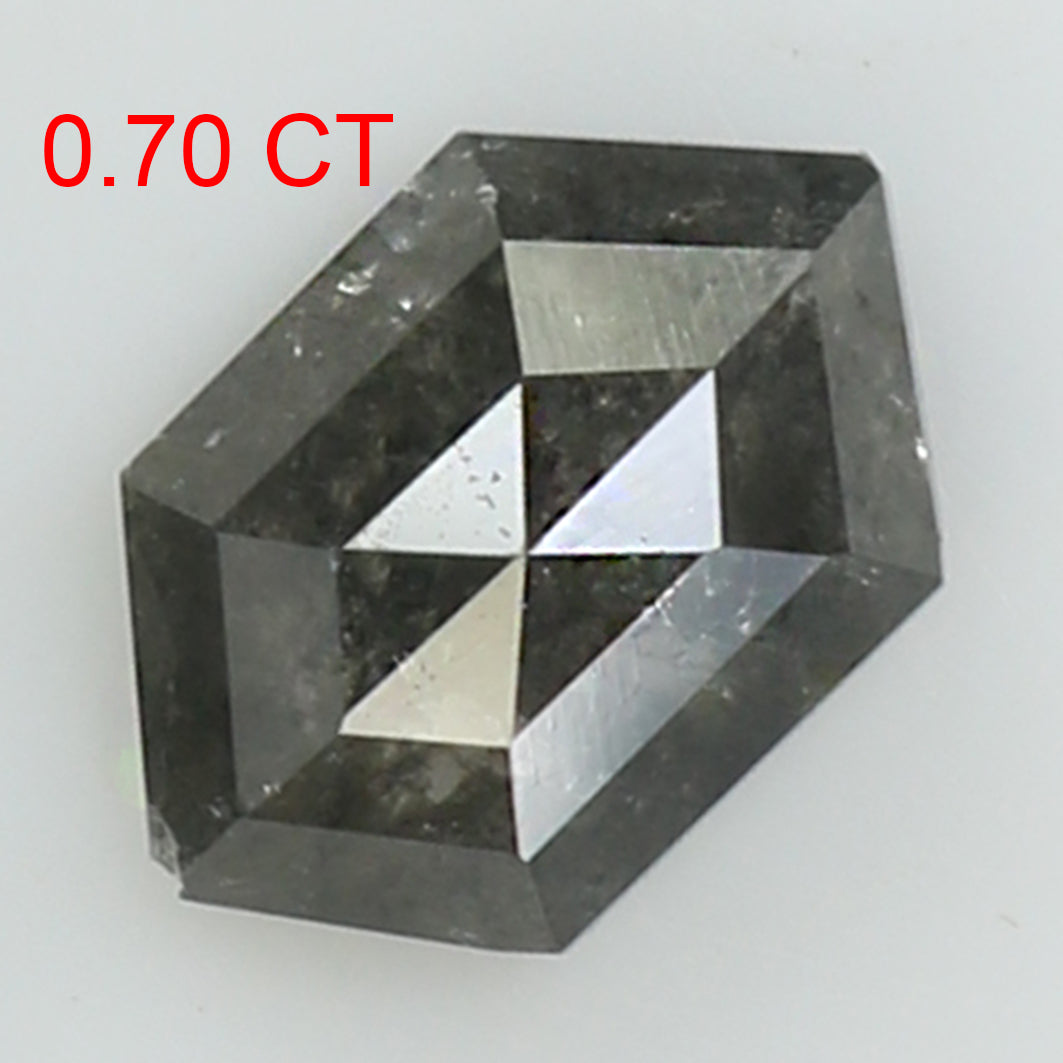 0.70 CT Natural Loose Hexagon Shape Diamond Salt And Pepper Hexagon Cut Diamond 7.05 MM Natural Black Grey Hexagon Rose Cut Diamond QL8153