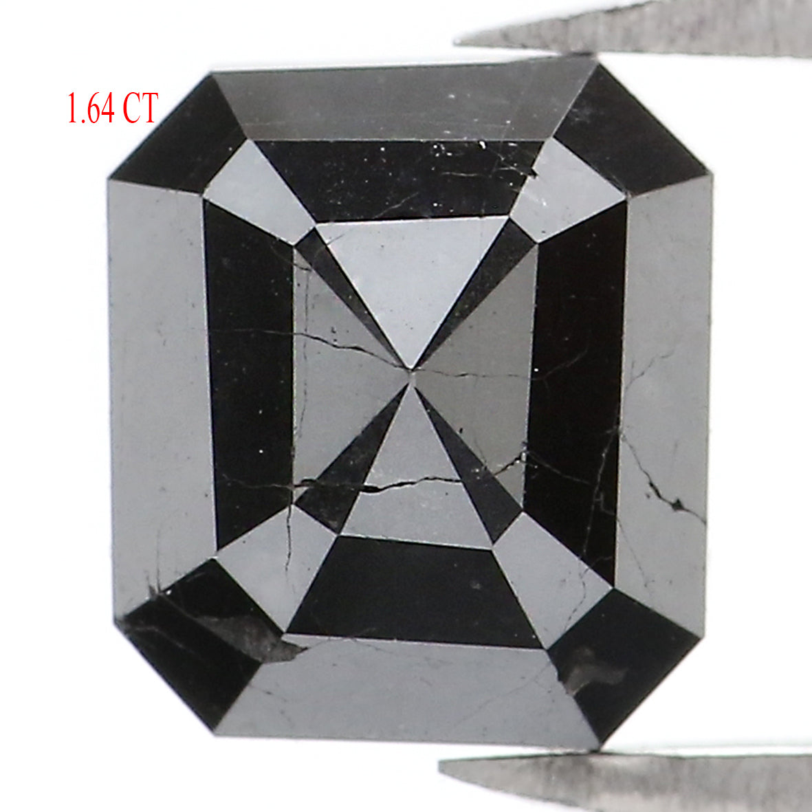 Natural Loose Emerald Shape Black Color Diamond 1.64 CT 7.20 MM Emerald Shape Rose Cut Diamond L1336